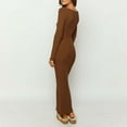 thumbnail image 4 of Crew Neck Basic Maxi Dress Solid Color Women Sexy Vacation Outfit (Black S), 4 of 8