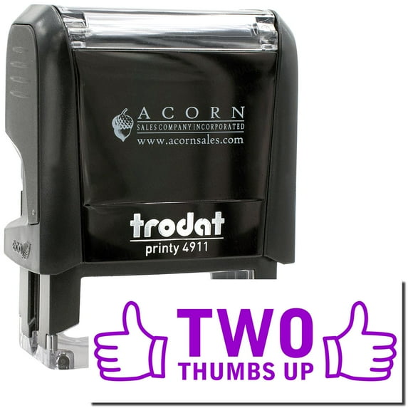 Self-Inking Two Thumbs Up with Thumb Icon Stamp, Trodat Printy 4911, Press and Print Stamping, Impression Size 5/8" x 1-1/2", Up to 10,000 Impressions - Purple Ink