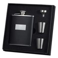 thumbnail image 1 of Ontario Black Leather 6 oz Deluxe Flask Gift Set with 2 Shot Cups, 1 of 1