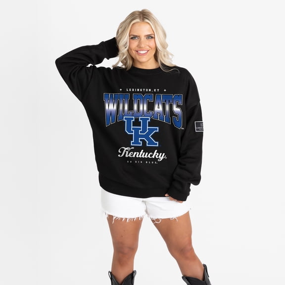 Women's Gameday Couture Black Kentucky Wildcats Oversized Powerhouse Play Black Label Premium Fleece Sweatshirt