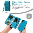 thumbnail image 4 of Asuwish Phone Case for Samsung Galaxy A71 5G Zipper Wallet Detachable Cell Cover with Tempered Glass Screen Protector Crossbody Lanyard Strap Flower Flip Card Holder A 71 G5 71A S71 Women Girls Blue, 4 of 7