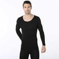 thumbnail image 3 of Qarigey Conjunto de ropa interior térmica sin costuras, fino, cómodo, otoño, calzoncillos largos, parte inferior, hogar, oficina, Base cálida, Ropa interior Hombre Negro Tipo 2 Qarigey AP013730-02, 3 of 6
