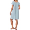 thumbnail image 3 of INSPIRE CHIC Women's Ruffle Nightgowns Ruffle Trim Cute Sleepshirts Summer Nightshirt Midi Shorts Sleeve Sleep Dress M Blue, 3 of 6