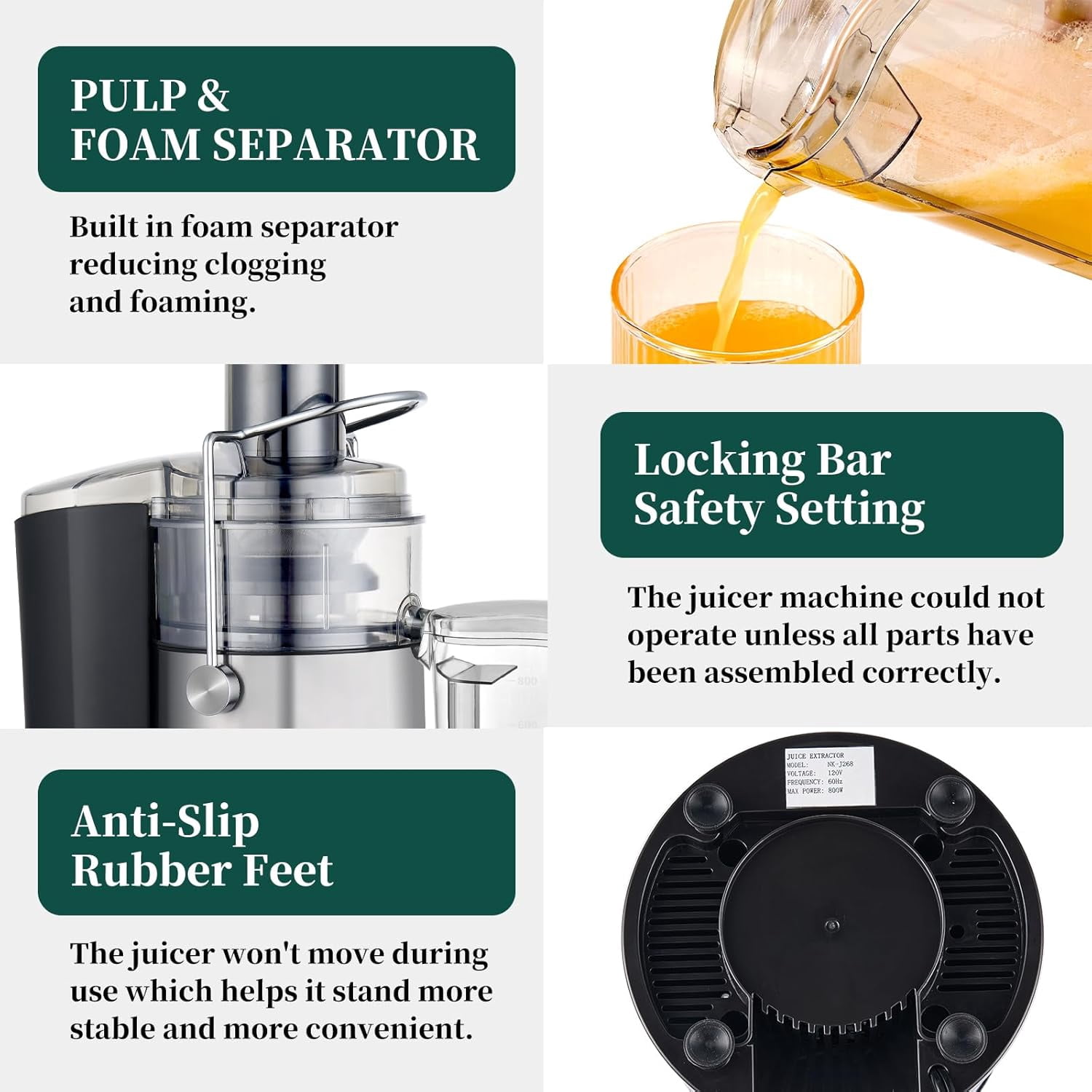 Juicer Machines, 2.8" Wide Feed Chute Centrifugal Juicer for Whole Vegetables & Fruits, Dual Speeds Juice Extractor Maker with Heavy Duty Full Copper Motor, High Juice Yield, -Plated Filter