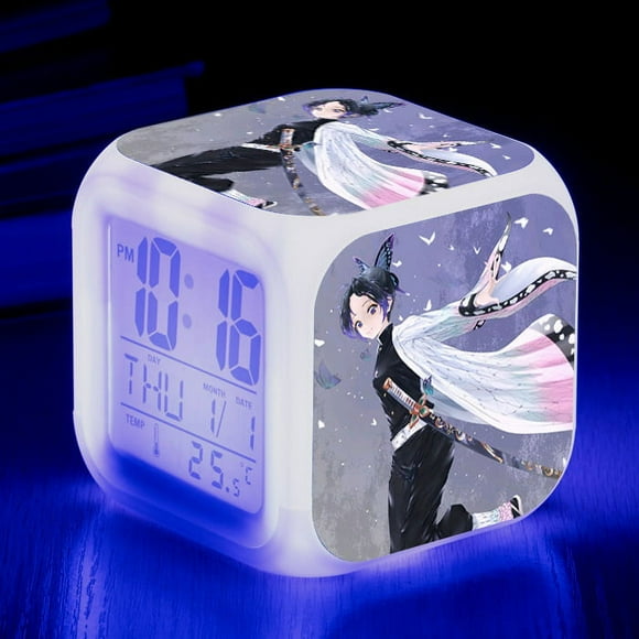 Anime Alarm Clock One Piece LED Square Clock Digital Alarm Clock with Time, Temperature, Alarm, Date