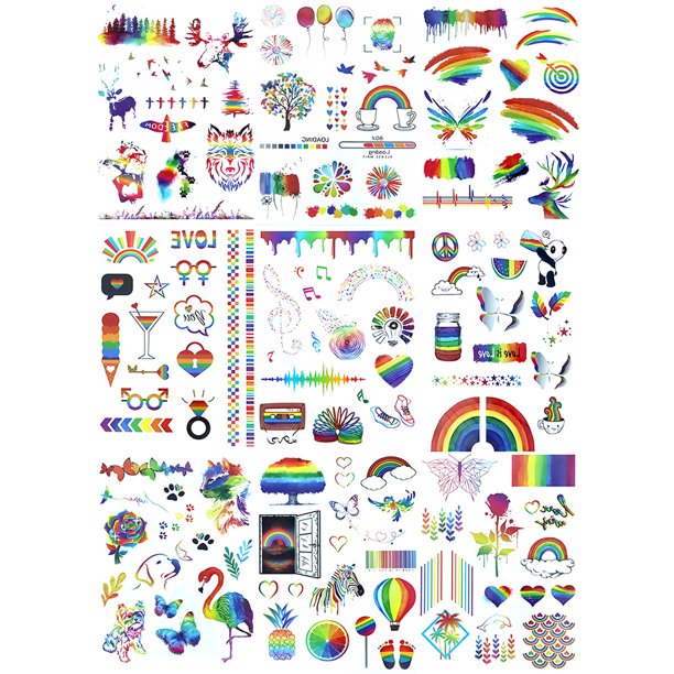 Tatuajes 9 piezas 3D impermeable tatuaje arcoíris cuerpo tatuaje pegatina Cool tatuajes para hombres mujeres Sywqhk Libre de BPA