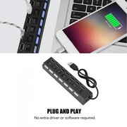 Tebru 7 Port USB Hub,USB 2.0 Hub Splitter,480Mbps 7 Port USB Hub No Conflict Plug & Play 7 Port USB 2.0 Hub for Mouse/Printer/Scanner