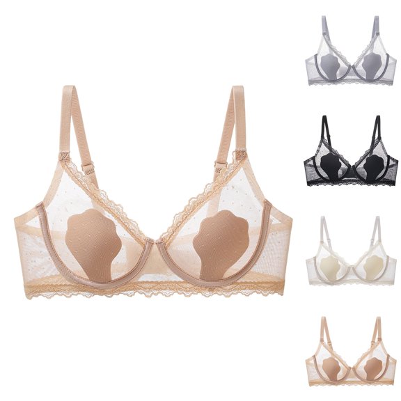 HBGVBA Women's Push Up Bras Summer Thin Lace Solid Color Breathable No Underwire Supportive Bra