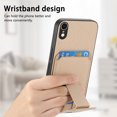 thumbnail image 4 of Case for iPhone XR with Hidden Kickstand, Carbon Fiber Texture Wallet Case with Card Holder for iPhone XR Magnetic Car Mount Shockproof Military Grade Protection Cover, Khaki, 4 of 10