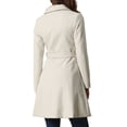 thumbnail image 3 of INSPIRE CHIC Double Breasted Winter Coat for Women Flat Collar Belted Pockets Apricot M, 3 of 5