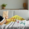 thumbnail image 3 of Animal Soft Flannel Fleece Throw Blanket, Cartoon Little Fox Sniffing a Flower on Plain Background, Cozy Plush for Indoor and Outdoor Use, 60" x 80", Pastel Yellow Dark Pink, by Ambesonne, 3 of 5