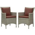thumbnail image 1 of Side Dining Chair Armchair, Set of 2, Rattan, Wicker, Dark Red Brown, Modern Contemporary Urban Design, Outdoor Patio Balcony Cafe Bistro Garden Furniture Hotel Hospitality, 1 of 3