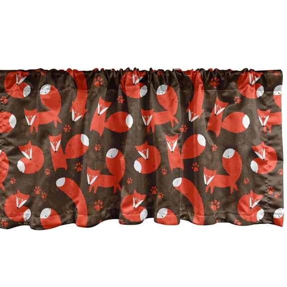 Ambesonne Fox Window Valance, Vulpe from Forest, 54" X 12", Orange Army Green White