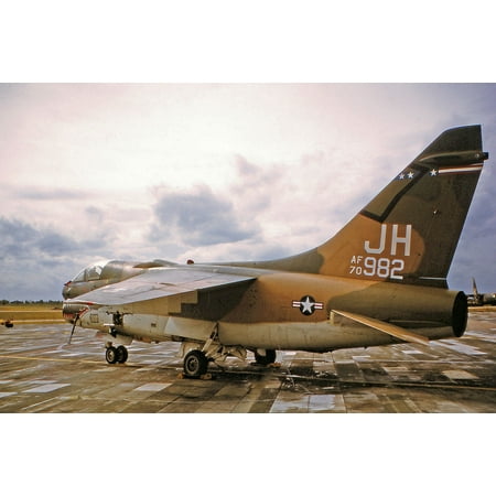 3d Tactical Fighter Squadron A-7D Corsair II 70-982 on parking ramp, Korat RTAFB, Thailand in 1973 1 Poster Print 24 x