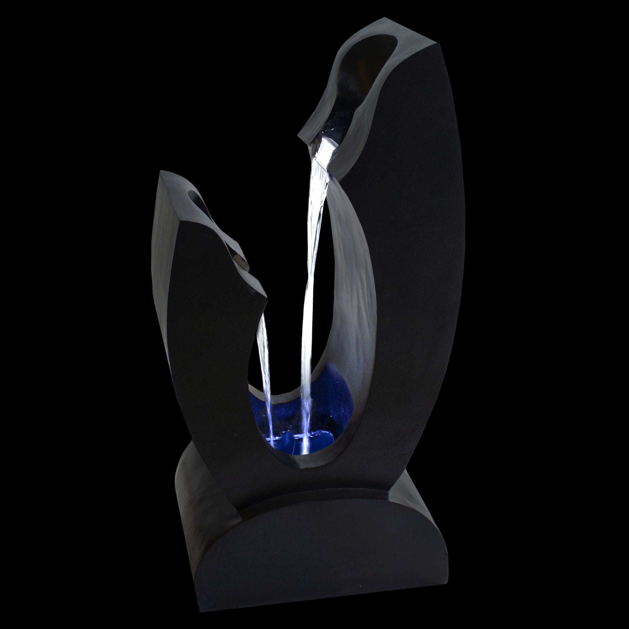 Northlight Lighted Modern Outdoor Garden Water Fountain -31.5" - Black and Blue