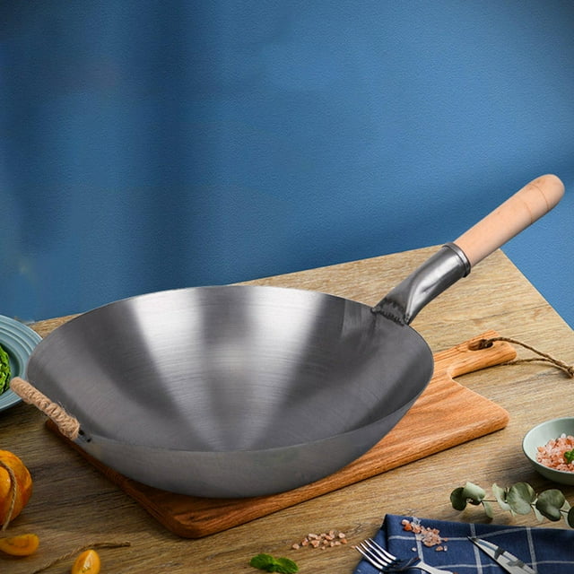 GOOHOCHY 1Pack Iron Wok for Cooking Multi-functional Pot Easy to Clean Kitchen Utensil Grey