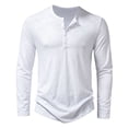 thumbnail image 2 of Men's Slim Fit Henley Shirts With Long Sleeves And Button Placket, Casual Basic Tees Featuring Solid Color Design White XL, 2 of 5