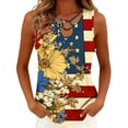 thumbnail image 2 of Uootdi Womens Patriotic Tank Tops American Flag Floral Print Sleeveless Top O Ring Cut Out Loose Fit 4th Of July Patriotic Blouses Holiday Casual Style Gift, 2 of 6