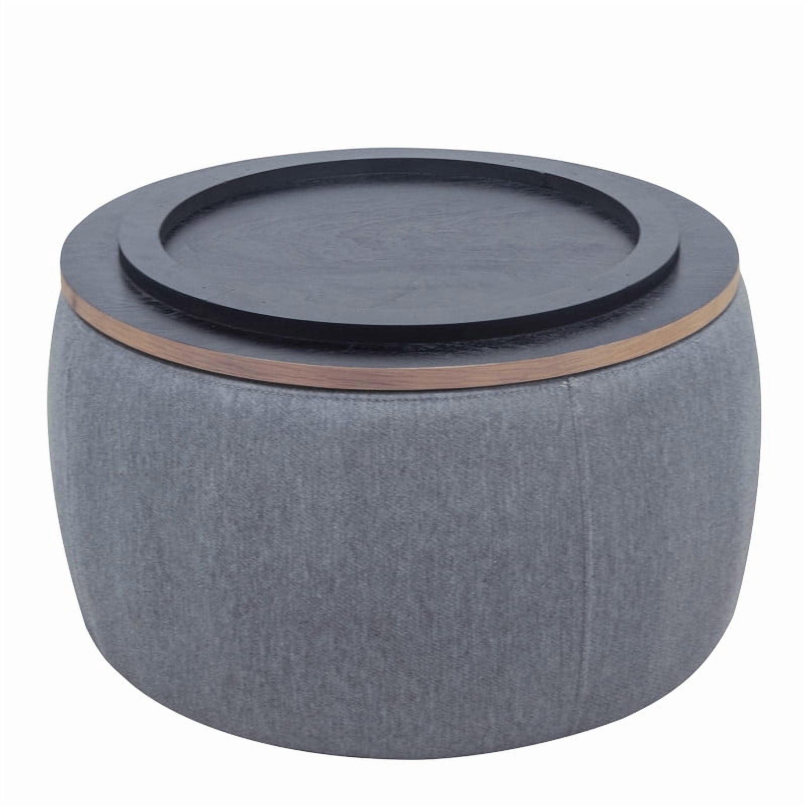 Round Storage Ottoman, 25.5” Fabric Storage Foot Stool with Removable Lid, 2-in-1 Ottoman Coffee Table & Seat, Hidden Storage Cube for Living Room, Bedroom, Entryway,Deep Gray