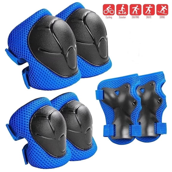 Lvelia Kids Protective Gear Set Knee Pads for Kids 3-10 Years Toddler Knee and Elbow Pads with Wrist Guards 3 in 1 for Skating Cycling Bike Rollerblading Scooter,Blue