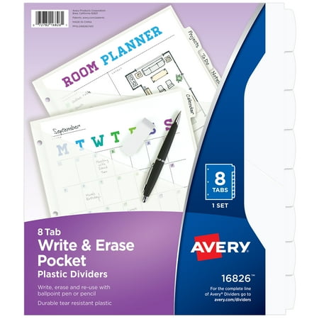 UPC: 0072782168261 | Write and Erase Durable Plastic Dividers with Pocket 8-Tab  11.13 x 9.25  White  1 Set