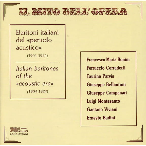 Bonini / Bellantoni / Campanari - Il Mito Dell'opera: Baritoni Italiani Del Periodo - Music & Performance - CD