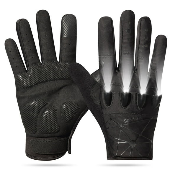Savior Heat Rechargeable 4 LED Flashlight Cycling Gloves Full Finger Hands Free Led Flashlight for Running Walking Fishing Riding Night Cycling Repairing Bicycle Flashlight Gloves for Men Gifts