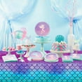 thumbnail image 6 of 3 Pack Mermaid Scales Tablecloth 87x51 in, Mermaid Party Plastic Table Cover for Birthday Under The Sea Princess Mermaid Party Supplies Decor, 6 of 7
