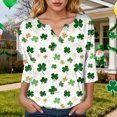 thumbnail image 6 of UngA Womens St Patrick Day Shirts Plus Size Funny V Neck 3/4 Sleeve Tops Shamrock Graphic Tshirt Irish Shirts Outfit,Size S, 6 of 9