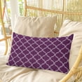 thumbnail image 4 of Dark Purple Moroccan Pillow Covers, Linen Long Throw Pillow Case, Country Abstract Quatrefoil Lattice Holiday Pillow Protector Decorative Cushion Cover for Living Room/Bedroom 24" x 36", 4 of 8