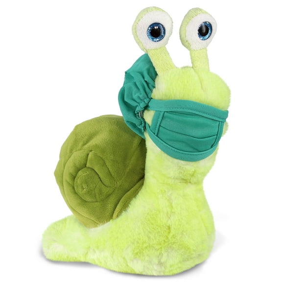 DolliBu Green Snail Doctor Plush Toy - Super Soft Snail Doctor Stuffed Animal Dress Up with Cute Scrub Cap and Face Mask Outfit - Fluffy Doctor Toy Plush Gift - 7 Inches