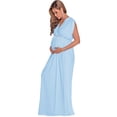 thumbnail image 3 of KOH KOH Long Maternity Pregnancy Short Sleeve V-Neck Full Floor Length Flowy Baby Shower Bridesmaid Evening Summer Tall Maxi Dress Gown For Women Sky Baby Light Blue XXXX-Large US 26-28 NT278, 3 of 5