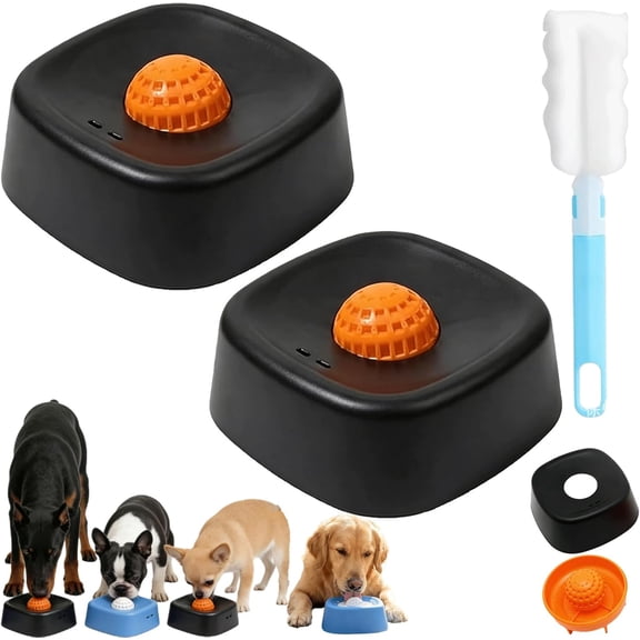 Slow Feeder Lick Bowl with Rolling Ball, Interactive Pet Lick Mat for Liquid Treats, Non-Slip Feeding Bowl for Dogs & Cats