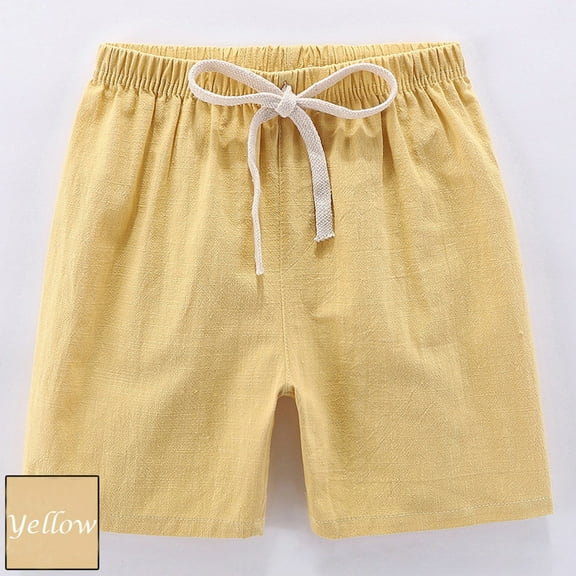 Kids Active Shorts Athletic Running Yellow Shorts Elastic Boys 4-5 Years Clothes