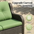 thumbnail image 4 of Joyside 7 PCS Wicker Patio Furniture Set, Rattan Patio Chairs with Sofa, Ottomans, Black Coffee Table and Side Table, Deep Seating, High Back, Thick Cushions, Outdoor Furniture Set, Green, 4 of 8