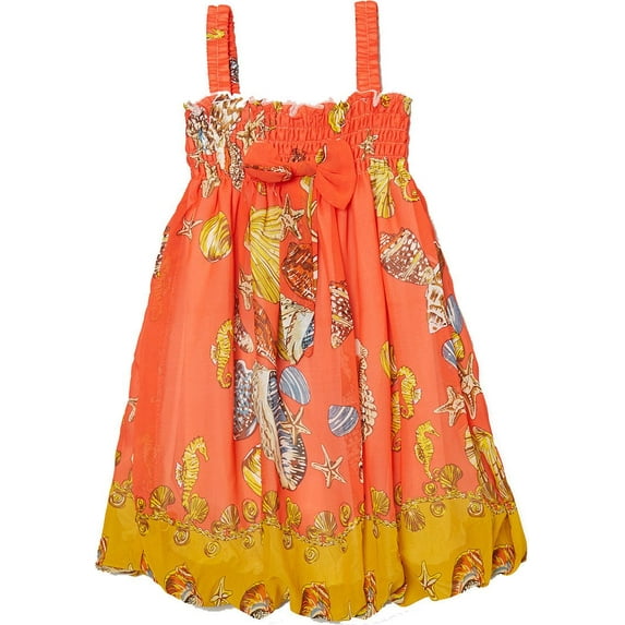 Wenchoice Girl'S Orange Shellfish Babydoll Dress L(5T-6T)