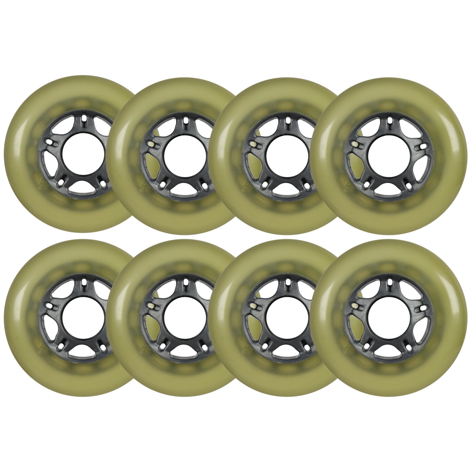 Inline Skate Replacement Wheels Silver/Cloudy 80mm 78A 5Spoke 8 Pack