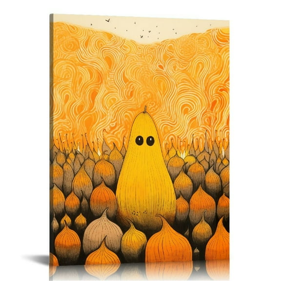 JRXY Farm Pumpkins Wall Art Farmhouse Autumn Leaves Pictures Wall Decor Rustic Fall Harvest Blessings Painting Thanksgiving Gifts Framed Canvas Artwork for Kitchen Living Room Bedroom 12x16 in