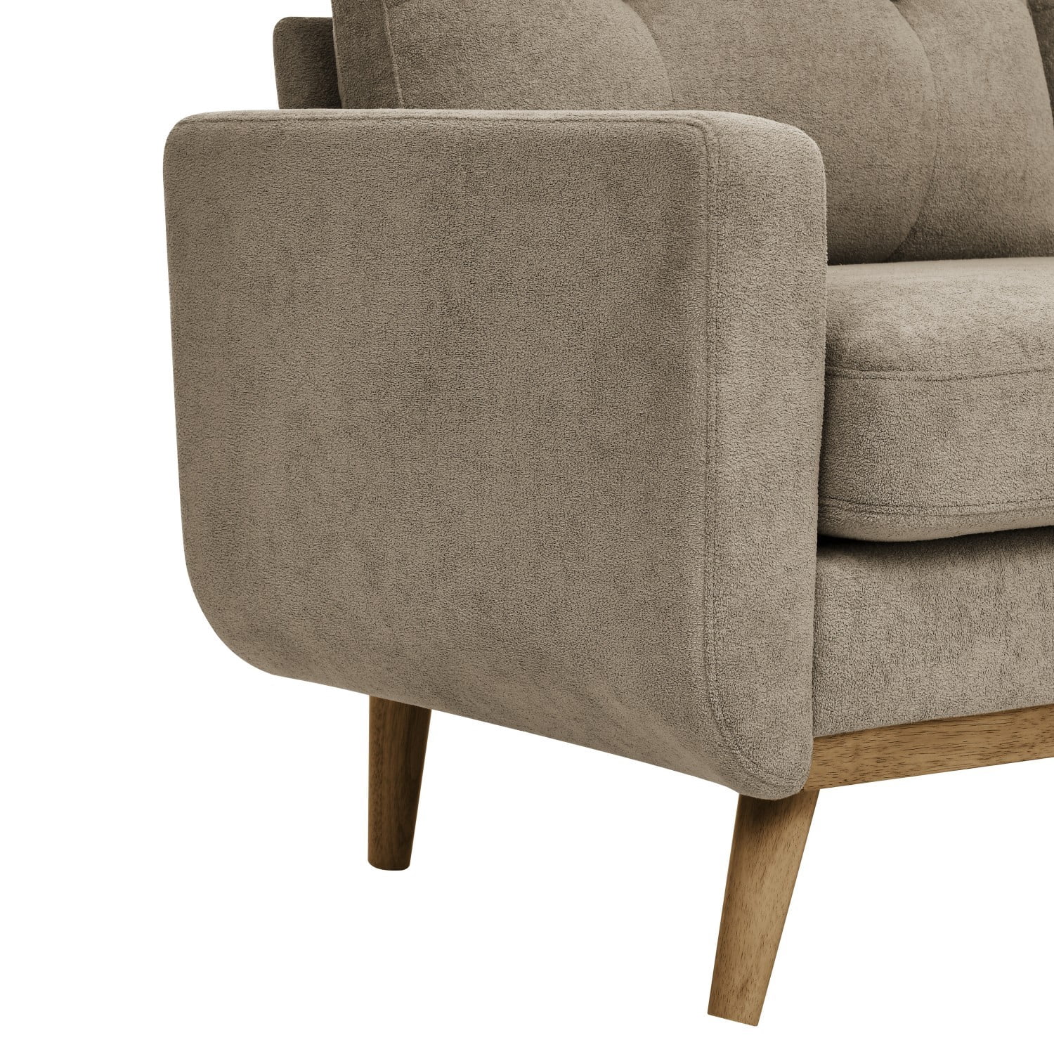 67.7" Mid-Century Modern Tufted Loveseat Sofa Upholstered 2 Seater Couch with Wooden Legs, Retro Contemporary Sofa for Living Room Lounge, Camel