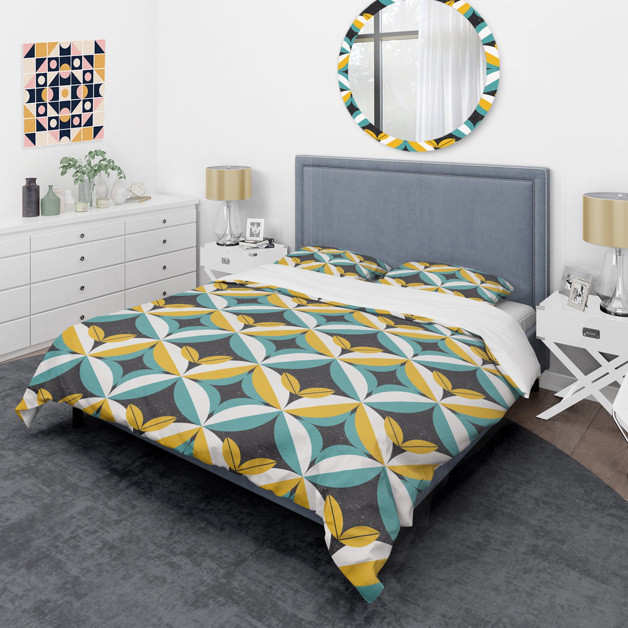 Designart 'Retro Abstract Design VII' Mid-Century Modern Duvet Cover Set