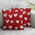 thumbnail image 3 of Qinduosi Valentine's Day Pillow Covers of , Red Love Heart Valentines Throw Pillows Valentines Decor Square Red Pillowcase Anniversary Decorative Outdoor Cushion Case for Sofa Couch White, 3 of 5