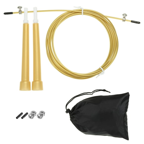 Unique Bargains Speed Jump Rope Adjustable Speed Skipping Rope with Storage Bag and Spare Parts Gold Tone