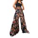 thumbnail image 1 of VISgogo - Pantalones palazzo con cinturón para mujer, pantalones de playa sueltos bohemios de cintura alta con estampado floral/a cuadros/cachemira VISgogo moda, 1 of 3