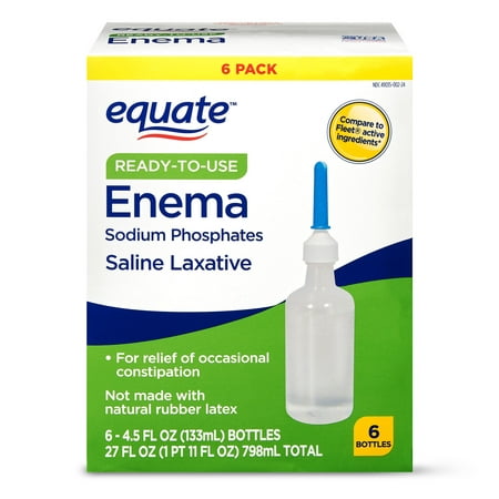 Equate Enema Sodium Phosphates Saline Laxative, 4.5 fl oz, 6