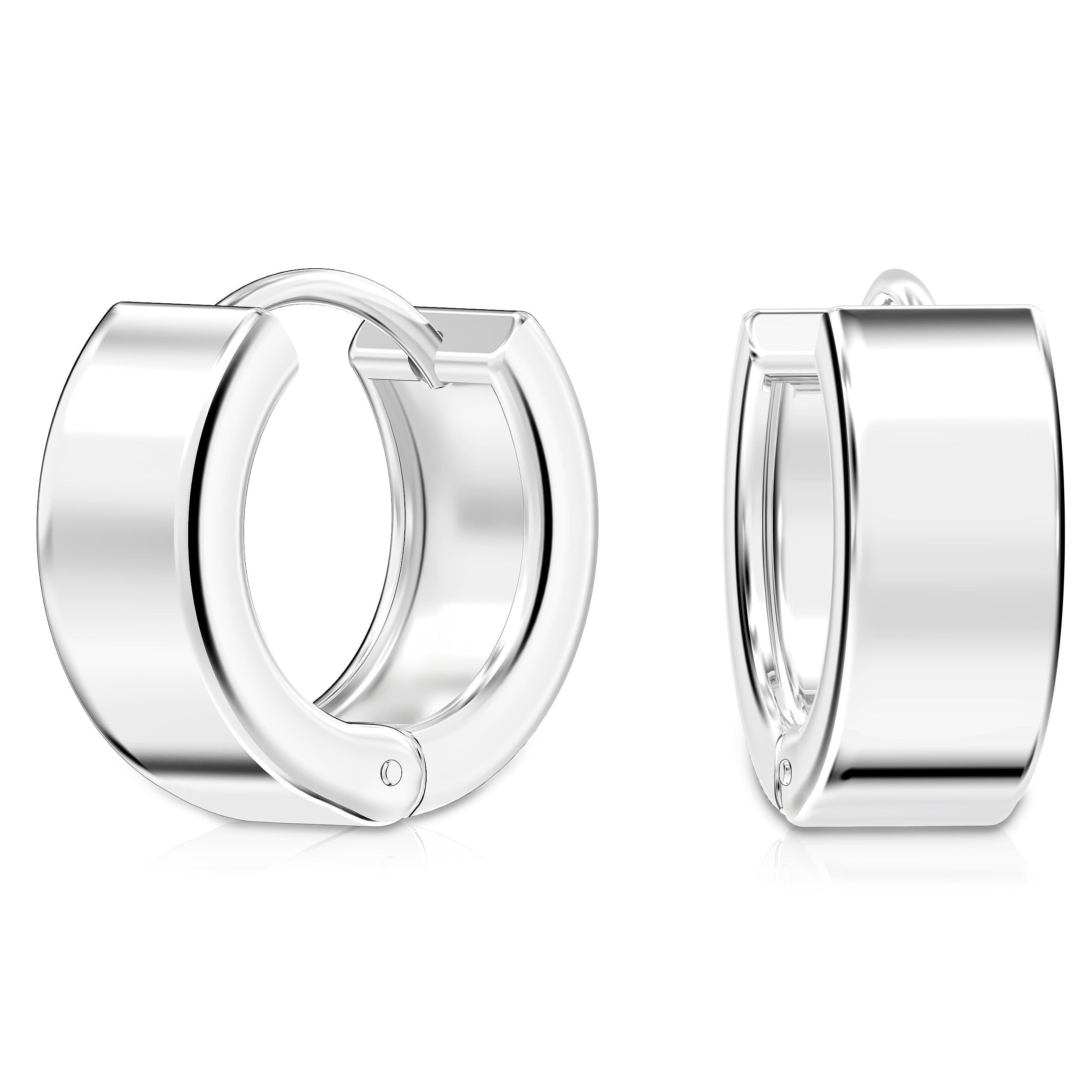 LeCalla 925 Sterling Silver Reversible Small Huggies Hoop Earrings Jewelry for Women and Teen 11MM
