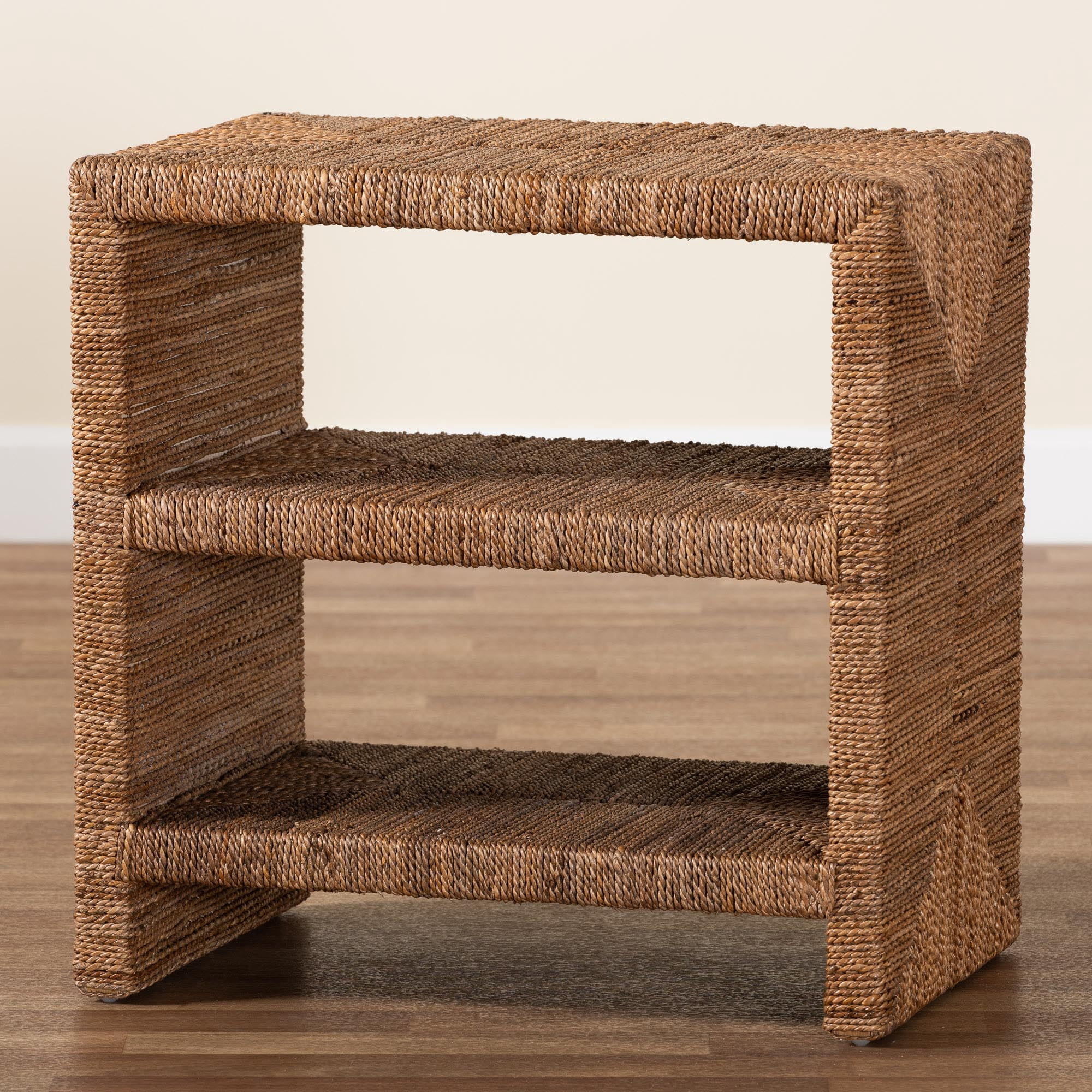 bali & pari Liza Boho End Table, 2-Tier, Natural Seagrass