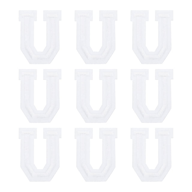 Parche de letras U de Uxcell, letras blancas para planchar, parches bordados para ropa, paquete de 9