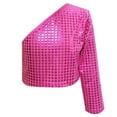 thumbnail image 4 of Girls Off Shoulder Long Sleeve Top with Polka Print and Cropped Shirt Casual Party Glitter Tee Shirts for Teens, 4 of 4