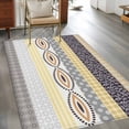 thumbnail image 2 of Yellow Grey Geometric Area Rugs 3'x5', Washable Small Throw Rugs for Living Room Bedroom, Boho Vintage Country Flowers Leaves Indoor Outdoor Rug Non-Slip Low Pile Carpet Runner Reversible Floor Mats, 2 of 8