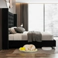 thumbnail image 3 of Merluxy Queen Bed Frame with Button Tufting Headbord,Velvet Upholstered,No Box Spring Needed,Black, 3 of 9